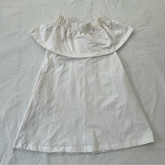 H&M White Cotton Blend Cold Shoulder Dress size 4 Boho Sundress Beach Wedding - Picture 7 of 10